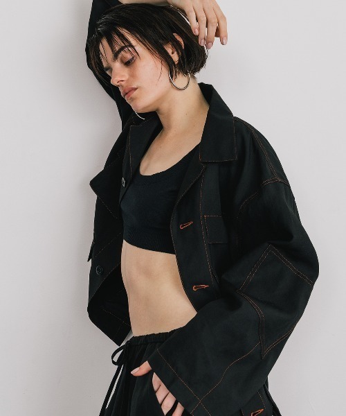 CREDONA（クレドナ）の「TENCEL BDU JACKET/テンセルジャケット（ミリタリージャケット・レディース・ブラック/アイボリー・FREE）」の6枚目の写真