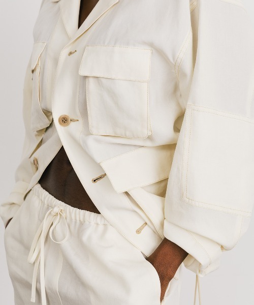 CREDONA（クレドナ）の「TENCEL BDU JACKET/テンセルジャケット（ミリタリージャケット・レディース・ブラック/アイボリー・FREE）」の12枚目の写真