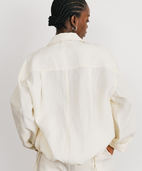 CREDONA（クレドナ）の「TENCEL BDU JACKET/テンセルジャケット（ミリタリージャケット・レディース・ブラック/アイボリー・FREE）」の13枚目の写真
