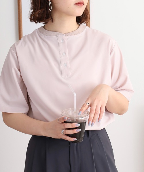 エグランティーヌ EGLANTINE ローズペトール 配色ロゴプリントカットソー （ライトグリーン） エグランティーヌ EGLANTINE ローズペトール 配色ロゴプリント