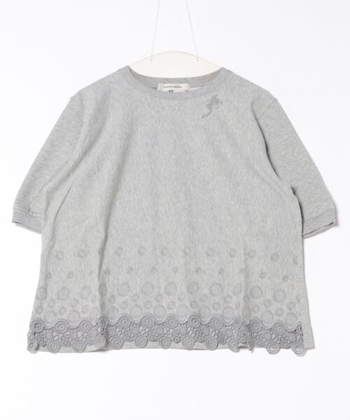 SUPER HAKKA（スーパーハッカ）の「ミニ裏毛サークルスカラップケミカルレースTシャツ（Tシャツ/カットソー・レディース・グリーン/杢グレー/イエロー・FREE）」の3枚目の写真