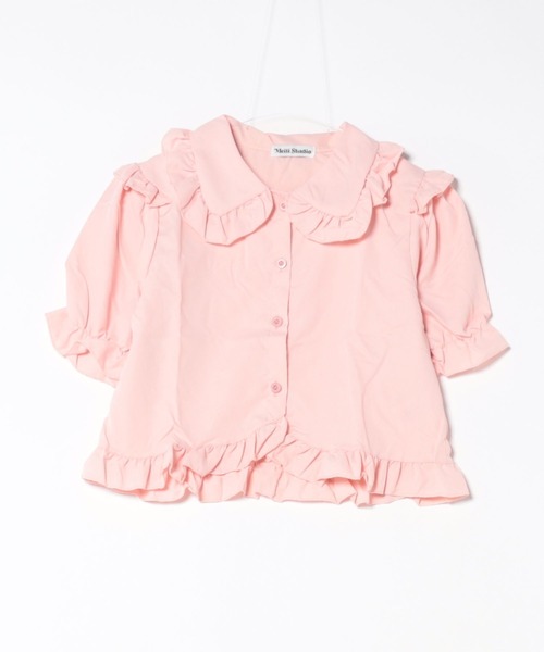 WEGO(ウィゴー)の「WEGO/フリルガーリー丸襟ブラウス(シャツ/ブラウス・レディース・ピンク/ホワイト・SMALL/MEDIUM)」の5枚目の写真