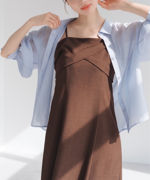MISCH MASCH(ミッシュマッシュ)の「ZOZO限定 シアーカラーシャツ(シャツ/ブラウス・レディース・ブルー/ピンク/ベージュ・フリ-)」の3枚目の写真