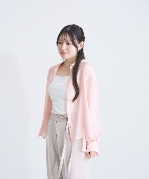 MISCH MASCH(ミッシュマッシュ)の「ZOZO限定 シアーカラーシャツ(シャツ/ブラウス・レディース・ブルー/ピンク/ベージュ・フリ-)」の4枚目の写真