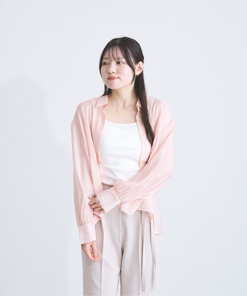 MISCH MASCH(ミッシュマッシュ)の「ZOZO限定 シアーカラーシャツ(シャツ/ブラウス・レディース・ブルー/ピンク/ベージュ・フリ-)」の5枚目の写真