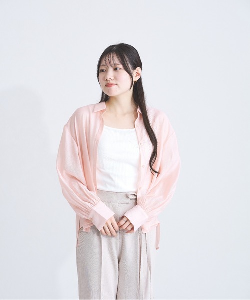 MISCH MASCH(ミッシュマッシュ)の「ZOZO限定 シアーカラーシャツ(シャツ/ブラウス・レディース・ブルー/ピンク/ベージュ・フリ-)」の6枚目の写真