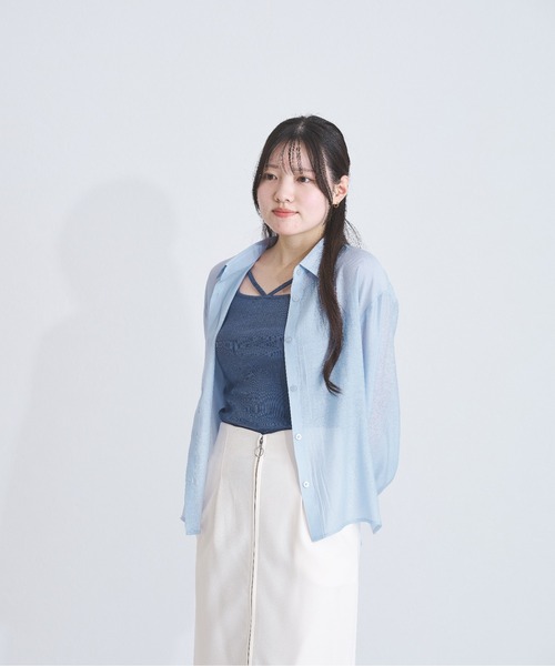 MISCH MASCH(ミッシュマッシュ)の「ZOZO限定 シアーカラーシャツ(シャツ/ブラウス・レディース・ブルー/ピンク/ベージュ・フリ-)」の9枚目の写真
