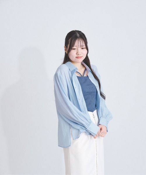 MISCH MASCH(ミッシュマッシュ)の「ZOZO限定 シアーカラーシャツ(シャツ/ブラウス・レディース・ブルー/ピンク/ベージュ・フリ-)」の11枚目の写真