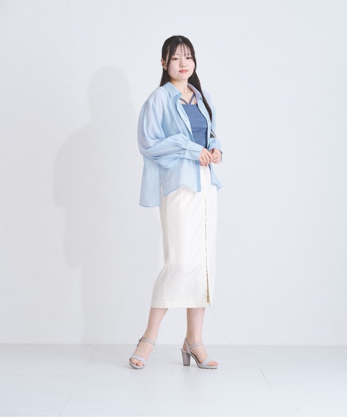 MISCH MASCH(ミッシュマッシュ)の「ZOZO限定 シアーカラーシャツ(シャツ/ブラウス・レディース・ブルー/ピンク/ベージュ・フリ-)」の12枚目の写真