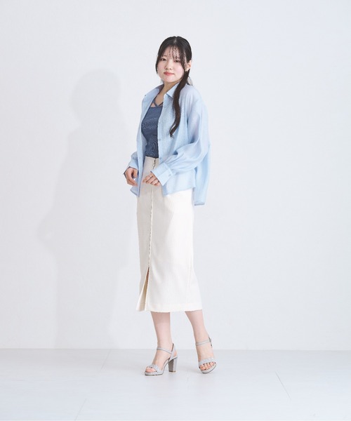 MISCH MASCH(ミッシュマッシュ)の「ZOZO限定 シアーカラーシャツ(シャツ/ブラウス・レディース・ブルー/ピンク/ベージュ・フリ-)」の13枚目の写真
