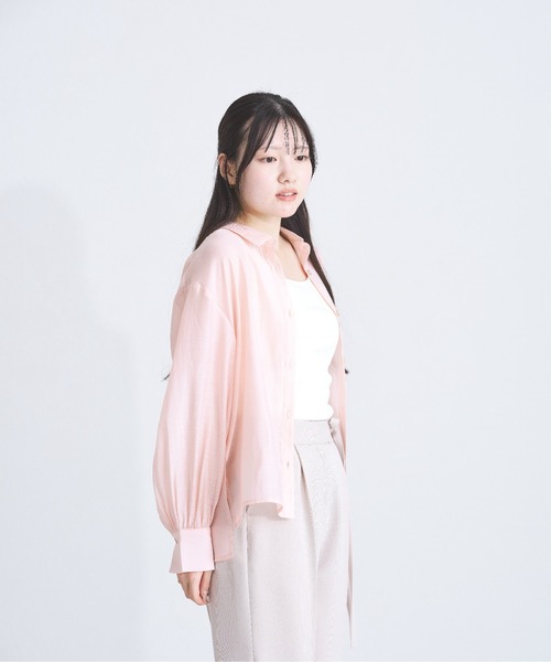MISCH MASCH(ミッシュマッシュ)の「ZOZO限定 シアーカラーシャツ(シャツ/ブラウス・レディース・ブルー/ピンク/ベージュ・フリ-)」の7枚目の写真