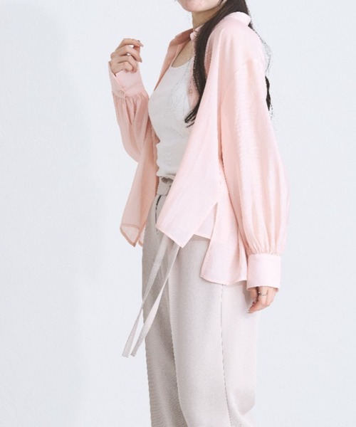 MISCH MASCH(ミッシュマッシュ)の「ZOZO限定 シアーカラーシャツ(シャツ/ブラウス・レディース・ブルー/ピンク/ベージュ・フリ-)」の8枚目の写真