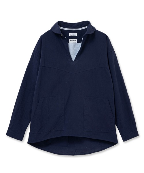 LA MARINE FRANCAISE(マリン フランセーズ)の「NATIC別注 マイクロサッカーシャツ(Tシャツ/カットソー・レディース・ホワイト/ネイビー・FREE)」の6枚目の写真