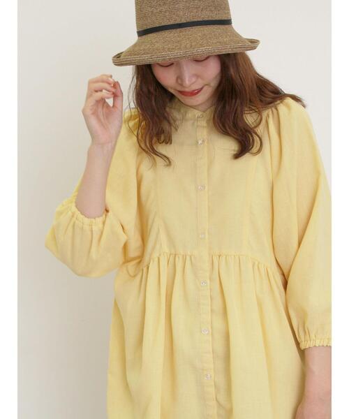 Samansa Mos2(サマンサ モスモス)の「切替ギャザーオーバーブラウス(シャツ/ブラウス・レディース・ブルー/ブラック/オフホワイト/イエロー・F)」の4枚目の写真