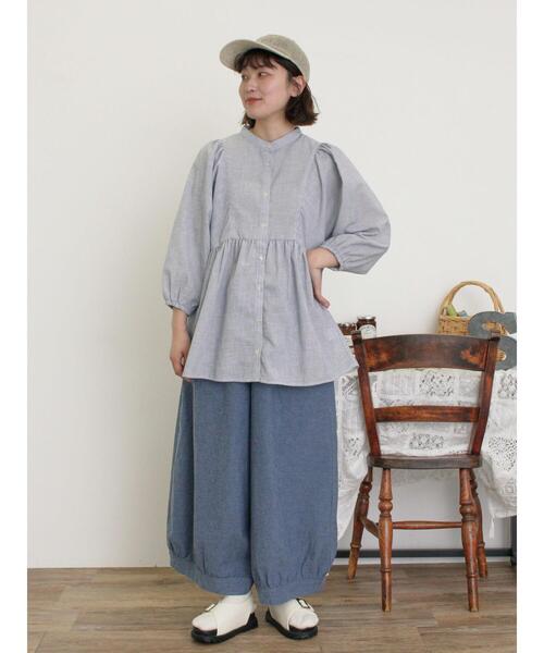 Samansa Mos2(サマンサ モスモス)の「切替ギャザーオーバーブラウス(シャツ/ブラウス・レディース・ブルー/ブラック/オフホワイト/イエロー・F)」の10枚目の写真