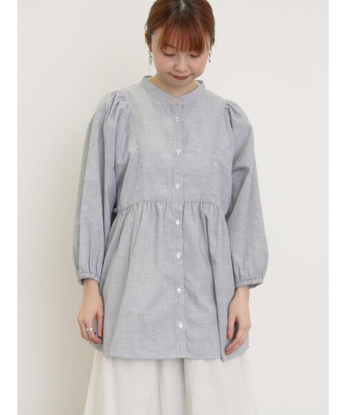 Samansa Mos2(サマンサ モスモス)の「切替ギャザーオーバーブラウス(シャツ/ブラウス・レディース・ブルー/ブラック/オフホワイト/イエロー・F)」の13枚目の写真