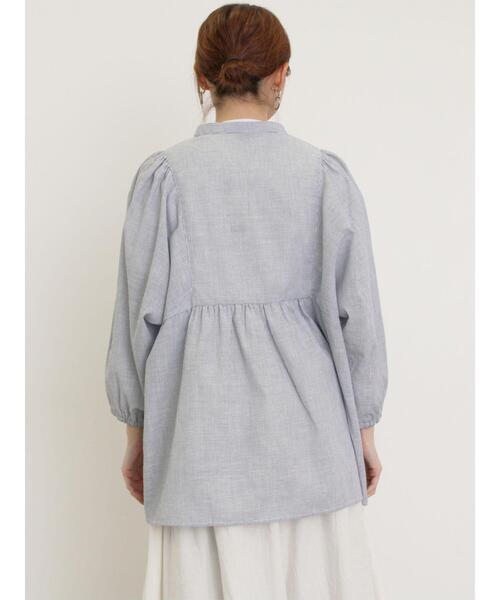 Samansa Mos2(サマンサ モスモス)の「切替ギャザーオーバーブラウス(シャツ/ブラウス・レディース・ブルー/ブラック/オフホワイト/イエロー・F)」の15枚目の写真