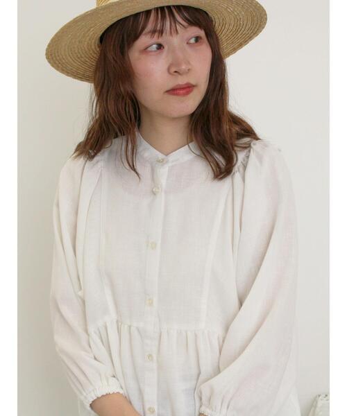 Samansa Mos2(サマンサ モスモス)の「切替ギャザーオーバーブラウス(シャツ/ブラウス・レディース・ブルー/ブラック/オフホワイト/イエロー・F)」の5枚目の写真