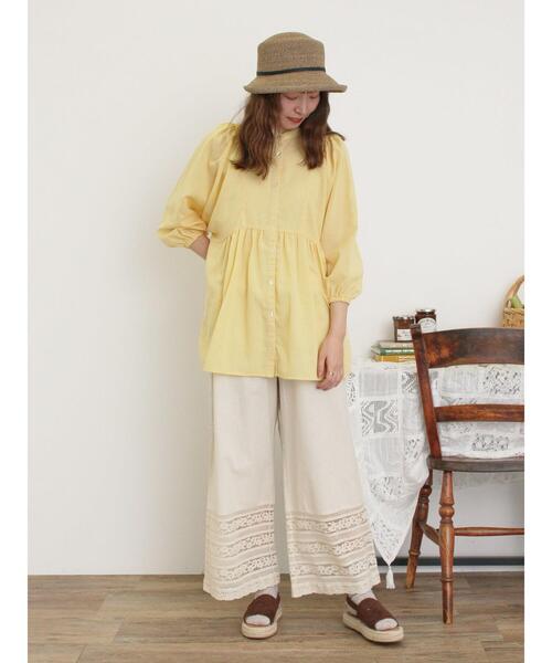 Samansa Mos2(サマンサ モスモス)の「切替ギャザーオーバーブラウス(シャツ/ブラウス・レディース・ブルー/ブラック/オフホワイト/イエロー・F)」の19枚目の写真