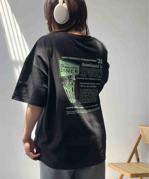 AS KNOW AS plus(アズノゥアズプラス)の「●ワンポイント刺繍 おばけプリントビッグサイズ半袖Tシャツ(Tシャツ/カットソー・レディース・オフホワイト/スミクロ/オートミール/ワイン系/ホワイト系/ブラック系/アイボリー系1/ブラック系1/ピンク系1/ホワイト系1・FREE)」の14枚目の写真