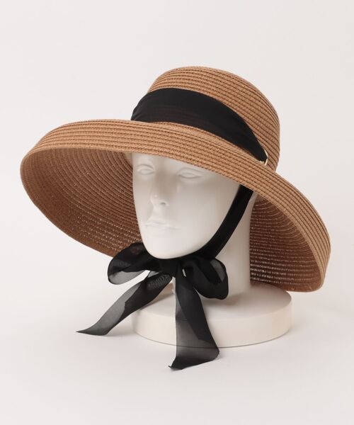 MAISON BREEZE（メゾンブリーズ）の「【MAISON BREEZE】リボン付きつば広麦わら帽子 KNF-TP（ハット・レディース・ベージュ/ブラック/アイボリー・FREE）」の3枚目の写真