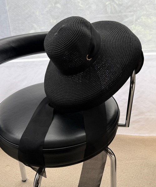 MAISON BREEZE（メゾンブリーズ）の「【MAISON BREEZE】リボン付きつば広麦わら帽子 KNF-TP（ハット・レディース・ベージュ/ブラック/アイボリー・FREE）」の6枚目の写真