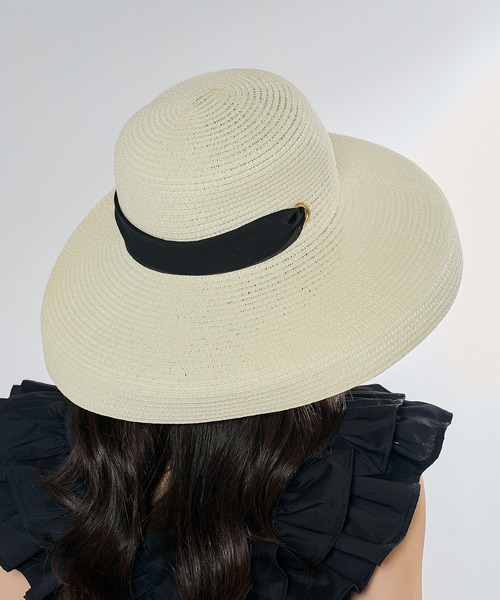 MAISON BREEZE（メゾンブリーズ）の「【MAISON BREEZE】リボン付きつば広麦わら帽子 KNF-TP（ハット・レディース・ベージュ/ブラック/アイボリー・FREE）」の10枚目の写真