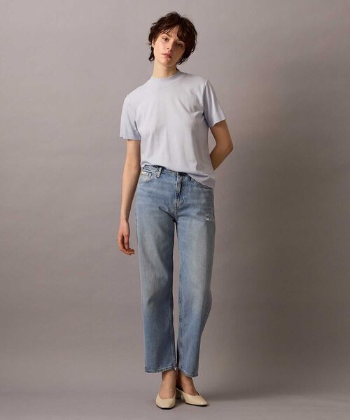 Calvin Klein（カルバン・クライン）の「シルクタッチ ショートスリーブ セーターTシャツ（Tシャツ/カットソー・レディース・レッド/ライトブルー・S/XS/XXS）」の5枚目の写真