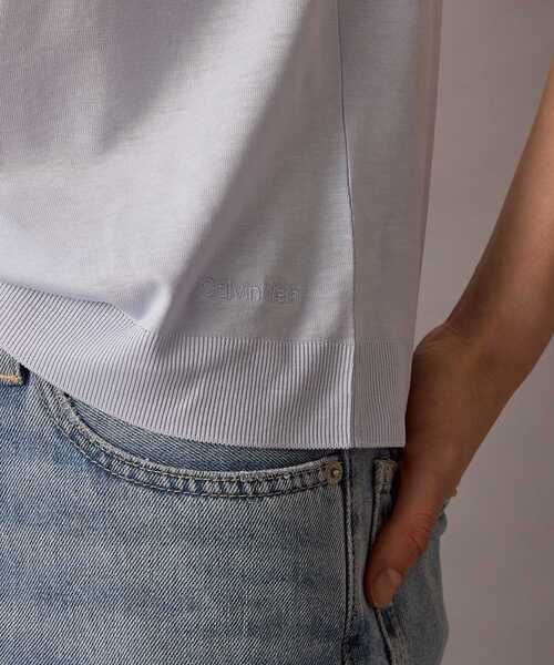 Calvin Klein（カルバン・クライン）の「シルクタッチ ショートスリーブ セーターTシャツ（Tシャツ/カットソー・レディース・レッド/ライトブルー・S/XS/XXS）」の14枚目の写真