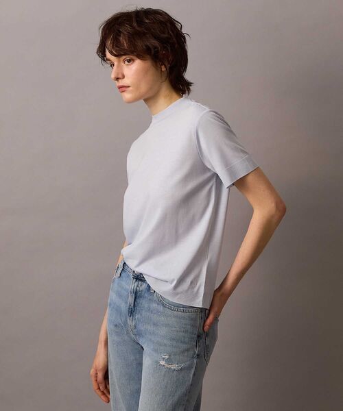 Calvin Klein（カルバン・クライン）の「シルクタッチ ショートスリーブ セーターTシャツ（Tシャツ/カットソー・レディース・レッド/ライトブルー・S/XS/XXS）」の6枚目の写真