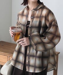 アソート柄シアーボリュームスリーブシャツ