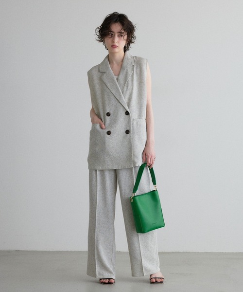 &. NOSTALGIA（アンドドットノスタルジア）の「【ZOZO限定】ミックスツイードベルト付きジレ（ベスト・レディース・グレー/アイボリー・M）」の4枚目の写真