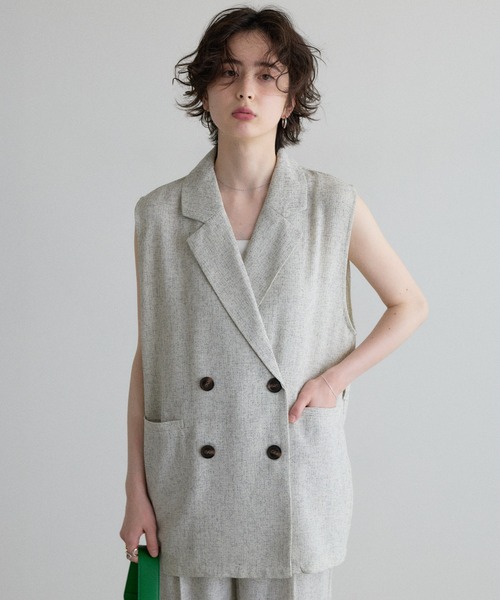 &. NOSTALGIA（アンドドットノスタルジア）の「【ZOZO限定】ミックスツイードベルト付きジレ（ベスト・レディース・グレー/アイボリー・M）」の7枚目の写真