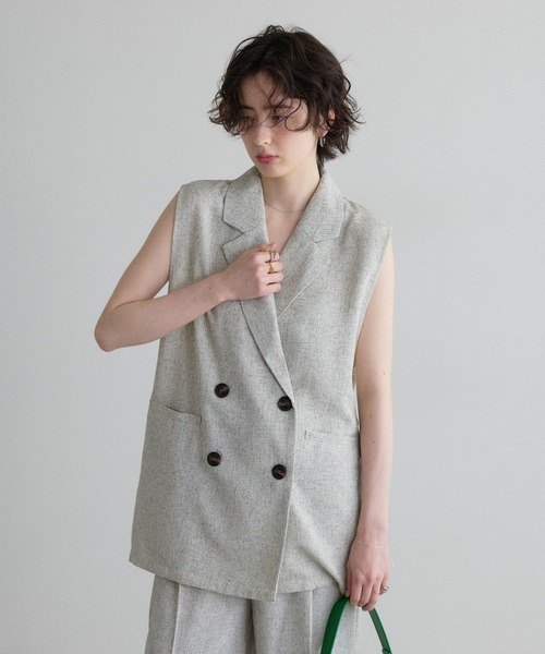 &. NOSTALGIA（アンドドットノスタルジア）の「【ZOZO限定】ミックスツイードベルト付きジレ（ベスト・レディース・グレー/アイボリー・M）」の8枚目の写真