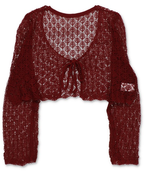 SPINNS（スピンズ）の「透かし編みニットボレロ/カーディガン（カーディガン/ボレロ・レディース・ホワイト/ブラック/アイボリー/ワイン・ONESIZE）」の4枚目の写真