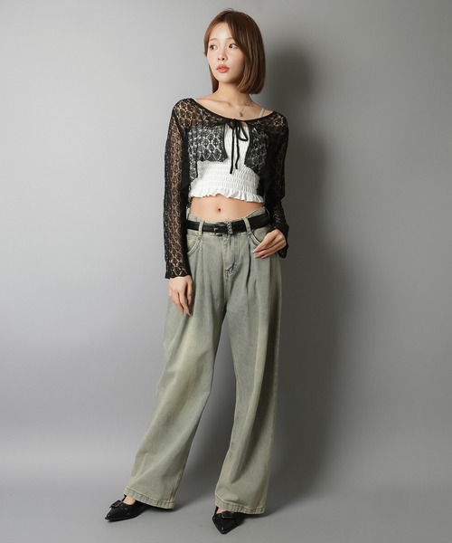 SPINNS（スピンズ）の「透かし編みニットボレロ/カーディガン（カーディガン/ボレロ・レディース・ホワイト/ブラック/アイボリー/ワイン・ONESIZE）」の22枚目の写真