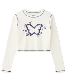 X-girl | STAR FLUTTER BUTTERFLY L/S BABY TEE(Tシャツ/カットソー)
