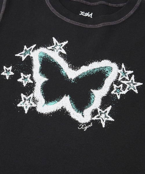 X-girl（エックスガール）の「STAR FLUTTER BUTTERFLY L/S BABY TEE（Tシャツ/カットソー・レディース・ブラック/オリーブ/ホワイト・S/M）」の6枚目の写真