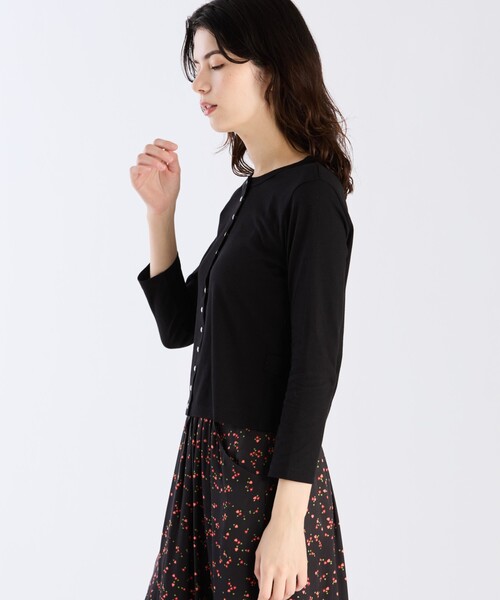 agnes b.（アニエスベー）の「オーガニックコットン 長袖 カーディガンプレッション "Le Petit"（カーディガン/ボレロ・レディース・ブラック・3/2/1）」の4枚目の写真