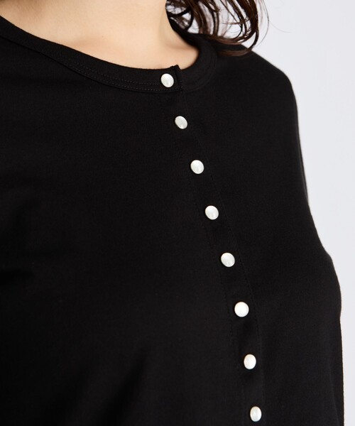agnes b.（アニエスベー）の「オーガニックコットン 長袖 カーディガンプレッション "Le Petit"（カーディガン/ボレロ・レディース・ブラック・3/2/1）」の7枚目の写真