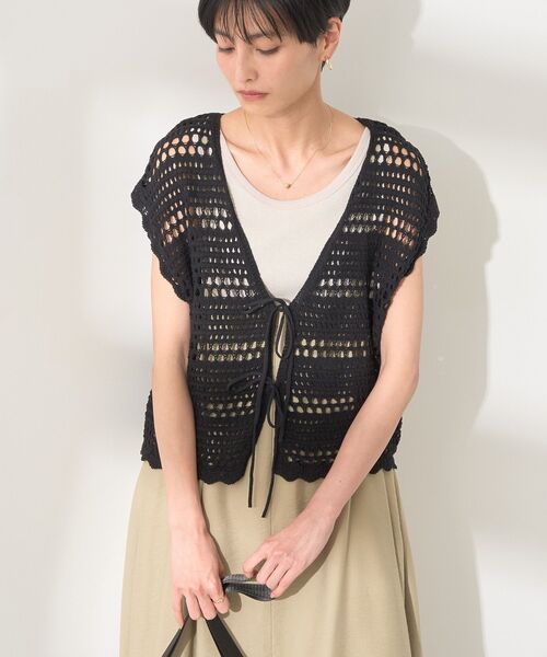 AMERICAN HOLIC（アメリカンホリック）の「レーシーニットベスト（ベスト・レディース・ブラック/ベージュ/アイボリー・FREE）」の12枚目の写真