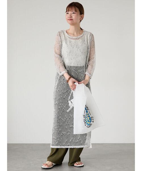 Lumignon ニットワンピース Lumignon original ♥ off shoulder zipper knit ribbon skirt