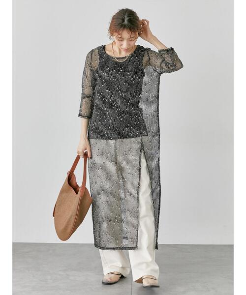 Lugnoncure(ルノンキュール)の「メッシュニットワンピース《2025summer catalog item》(ワンピース・レディース・オフホワイト/ベージュ/ブラック・F)」の11枚目の写真