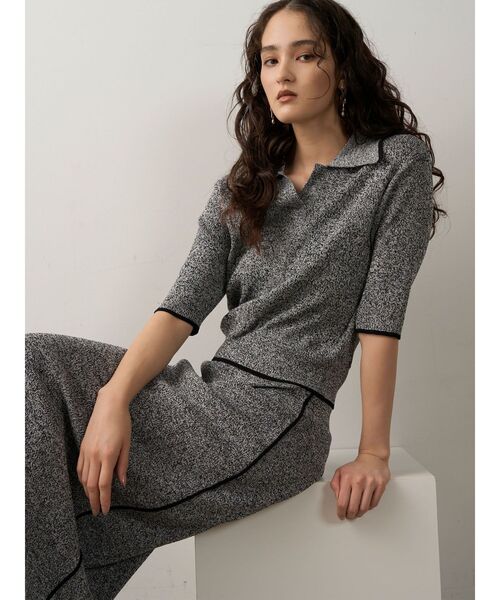 LAGUNAMOON（ラグナムーン）の「ポロニットプル×スカートセットアップ（ワンピース・レディース・ブラック/ブラウン/ボルドー・SMALL/MEDIUM）」の2枚目の写真