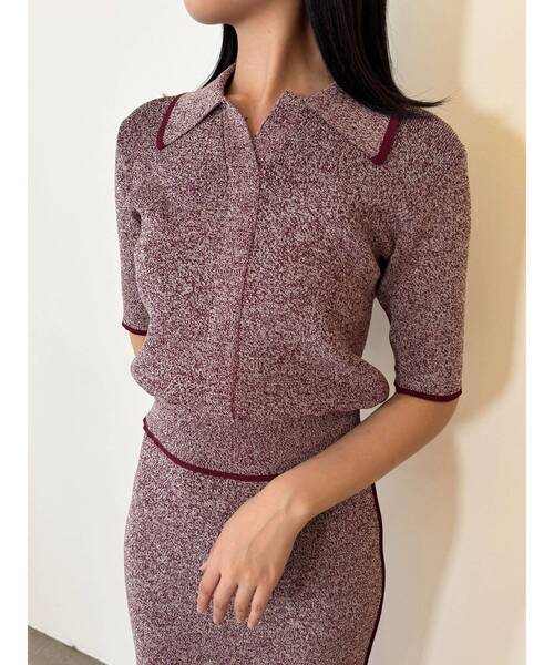 LAGUNAMOON（ラグナムーン）の「ポロニットプル×スカートセットアップ（ワンピース・レディース・ブラック/ブラウン/ボルドー・SMALL/MEDIUM）」の3枚目の写真