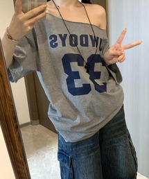 HALEY PESCA | HALEY PESCA/ワンショルダー　ナンバリングオーバートップス(Tシャツ/カットソー)