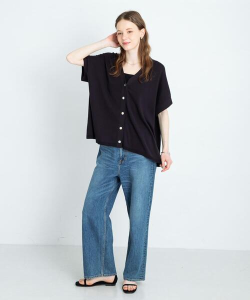 URBAN RESEARCH Sonny Label（アーバンリサーチサニーレーベル）の「『接触冷感』クールミストフレンチニットカーディガン（カーディガン/ボレロ・レディース・ブラック/グレー系その他/ライトカーキ・FREE）」の5枚目の写真