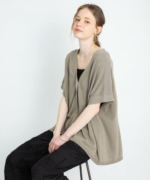 URBAN RESEARCH Sonny Label（アーバンリサーチサニーレーベル）の「『接触冷感』クールミストフレンチニットカーディガン（カーディガン/ボレロ・レディース・ブラック/グレー系その他/ライトカーキ・FREE）」の12枚目の写真