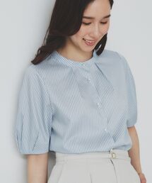 index | バンドカラータックブラウス【洗濯機洗い可/イージーアイロン/防シワ】(シャツ/ブラウス)