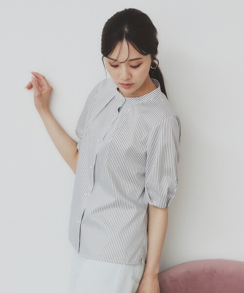 index（インデックス）の「バンドカラータックブラウス【洗濯機洗い可/イージーアイロン/防シワ】（シャツ/ブラウス・レディース・アイボリー系2/ブルー系7/ワイン系1/ホワイト系9・42/38/40/36）」の15枚目の写真